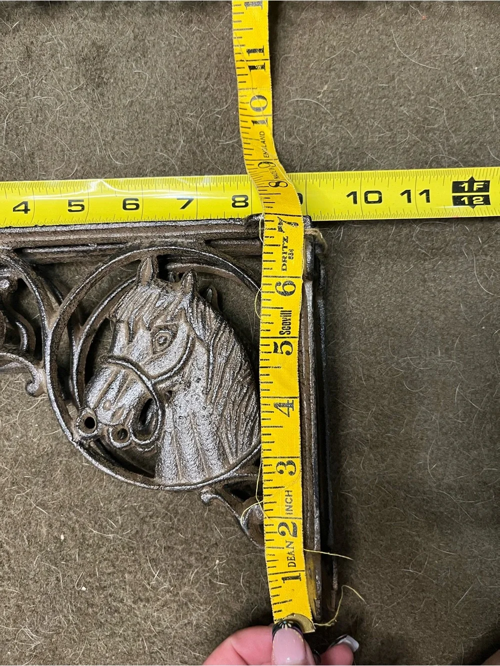 Vintage Decorative Horse Head Cast Iron Shelf Brackets - Pair